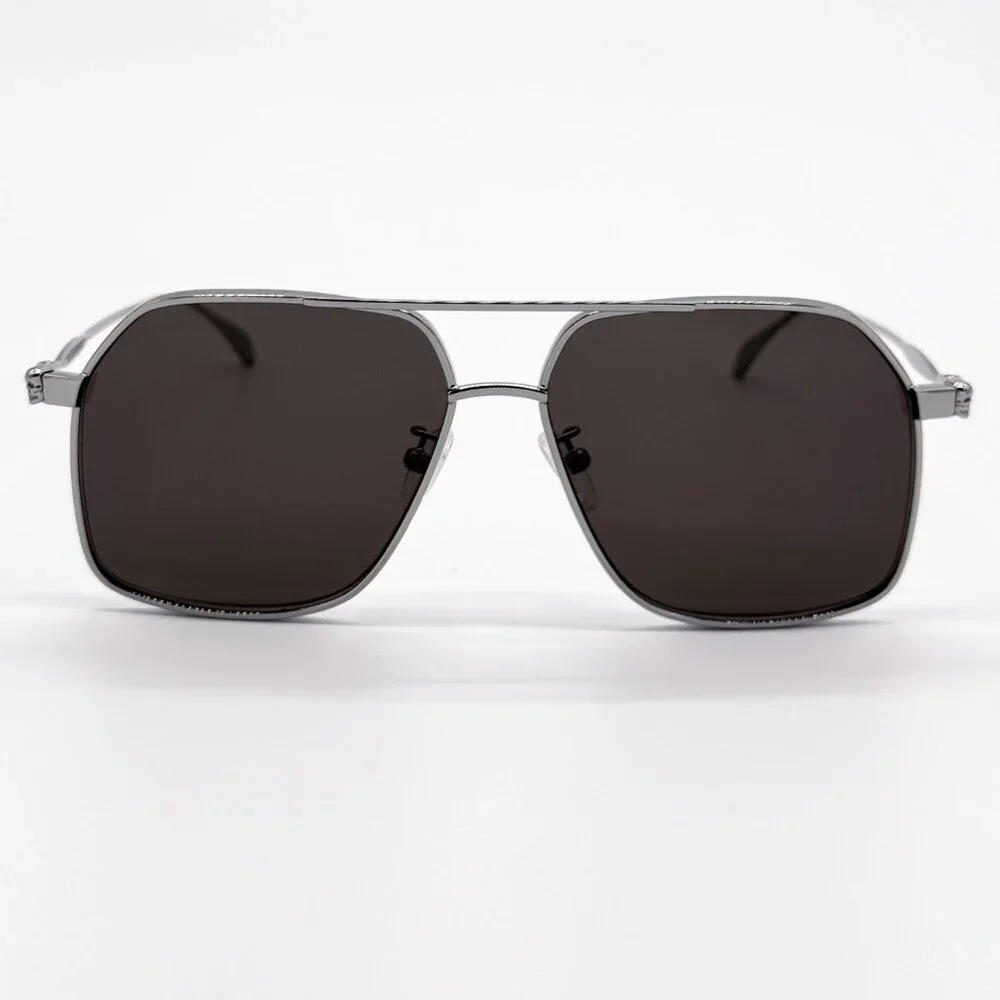NEW ALEXANDER MCQUEEN AM0372S 001 PILOT SILVER SUNGLASSES ALEXANDER MCQUEEN